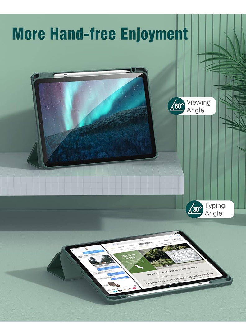 Theodor Clear Back Slim Case for iPad Air 11 Inch (M4 2026/ M3 2025/ M2 2024) – Shockproof Hybrid Protective Cover with Pencil Holder, Auto Sleep/Wake, Trifold Stand- Midnight Green - Image 4