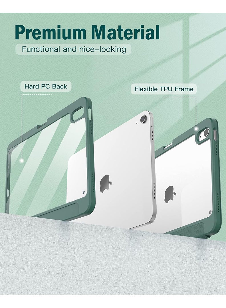 Theodor Clear Back Slim Case for iPad Air 11 Inch (M4 2026/ M3 2025/ M2 2024) – Shockproof Hybrid Protective Cover with Pencil Holder, Auto Sleep/Wake, Trifold Stand- Midnight Green - Image 5