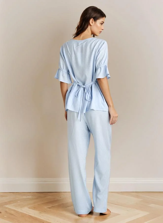 Splash FAV  Pyjama Set Button Down Shirt & Trousers Viscose for Women | Best Price UAE