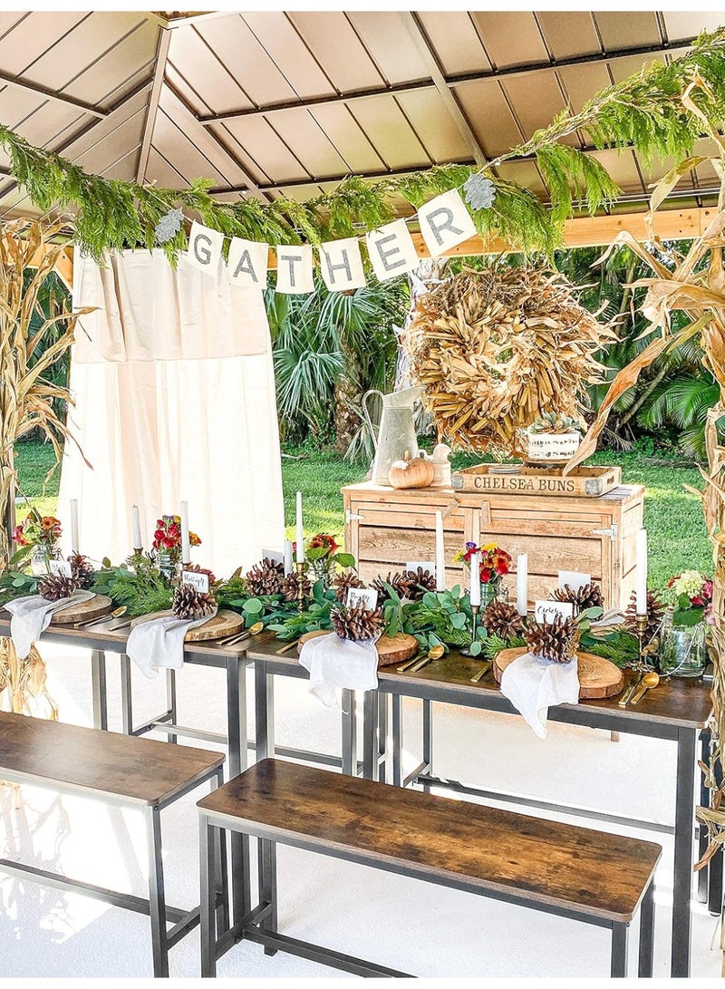 Vasagle Dining Table with 2 Benches – 3-Piece Set, Kitchen Table 110×70×75 cm with 2 Benches 97×30×50 cm, Steel Frame, Industrial Design, Rustic Brown and Black - Image 3