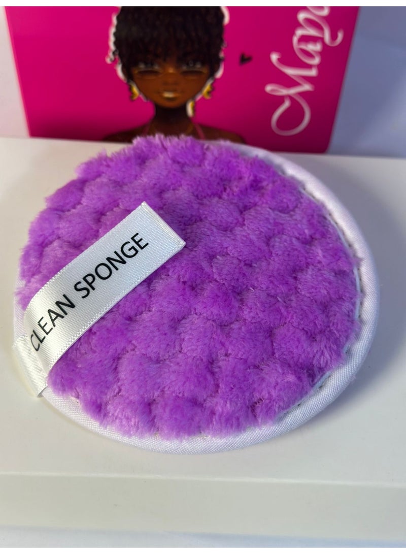 Big Size Reusable Microfiber Makeup Remover Pad Reusable Face Skin Care Clean Sponge Puff 1PC may vary color - Image 1