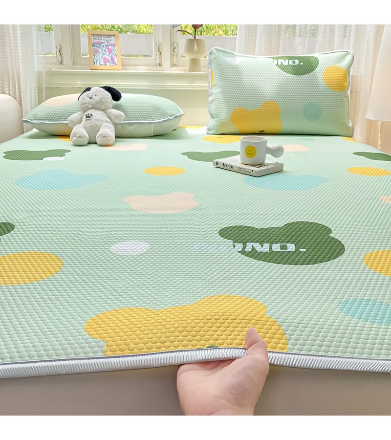 Matte Color Cool Printed Beanbag Mat Matcha Bear Summer Mattress Soft Comfortable Skin Friendly Machine Washable Easy Care Pillowcase And Pillow Core Not Included For Hot Sleepers Bedroom 47.24 X 78.74 Inches - Image 2