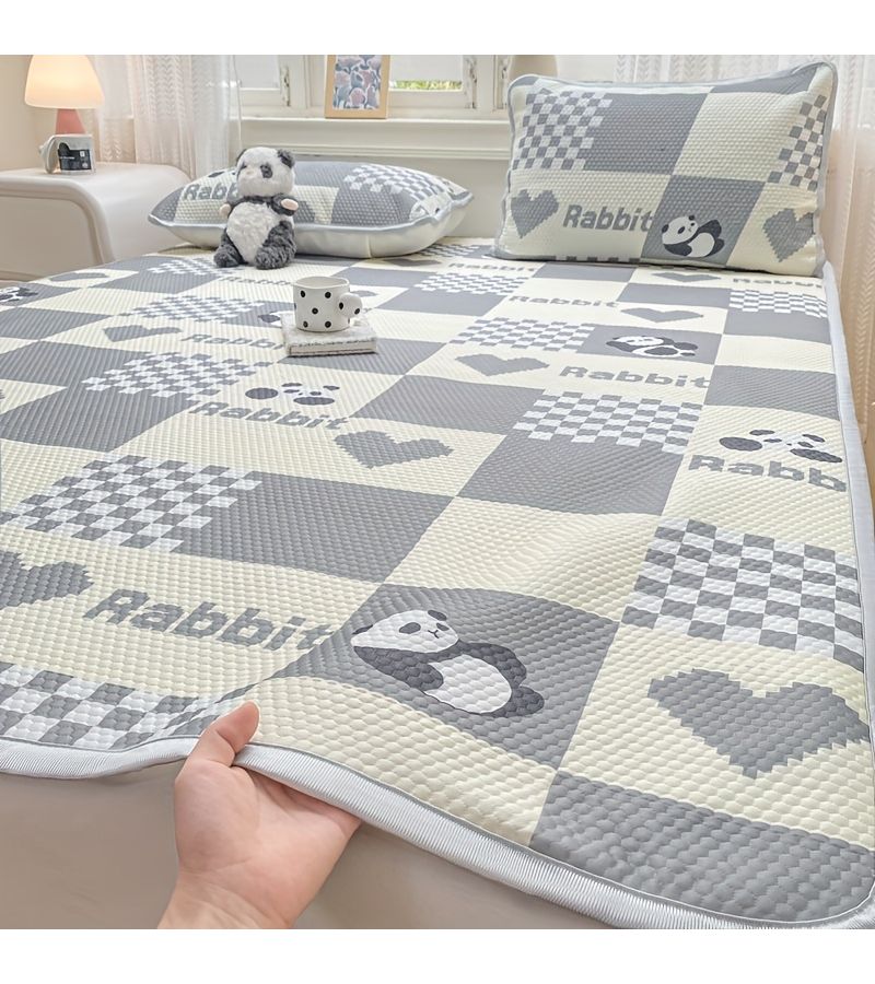 Matte Color Cool Printed Beanbag Mat Matcha Bear Summer Mattress Soft Comfortable Skin Friendly Machine Washable Easy Care Pillowcase And Pillow Core Not Included For Hot Sleepers Bedroom 47.24 X 78.74 Inches - Image 1