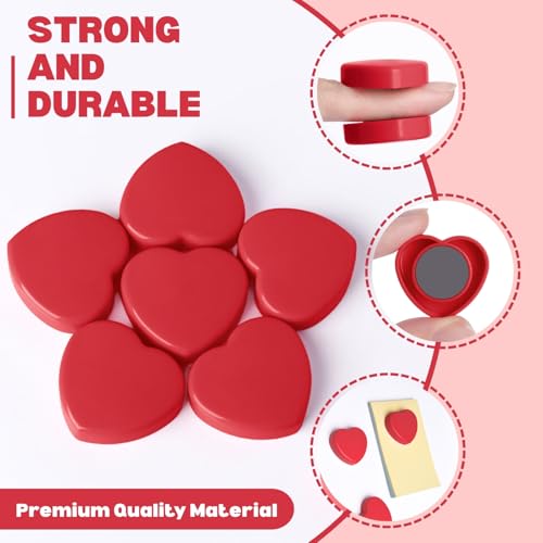 PYJLBX 20pcs Heart Fridge Magnets - Heavy Duty Refrigerator Magnets for Whiteboard & Metal Surfaces - Cute Mini Decorative Magnet, Small Strong Magnets for Home Office Classroom Kitchen Locker (Red) - Image 3