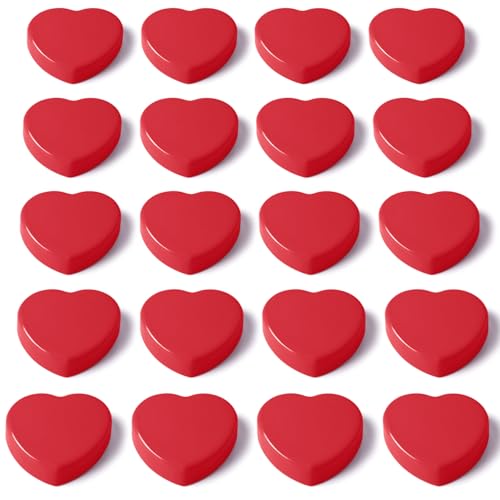 PYJLBX 20pcs Heart Fridge Magnets - Heavy Duty Refrigerator Magnets for Whiteboard & Metal Surfaces - Cute Mini Decorative Magnet, Small Strong Magnets for Home Office Classroom Kitchen Locker (Red) - Image 1