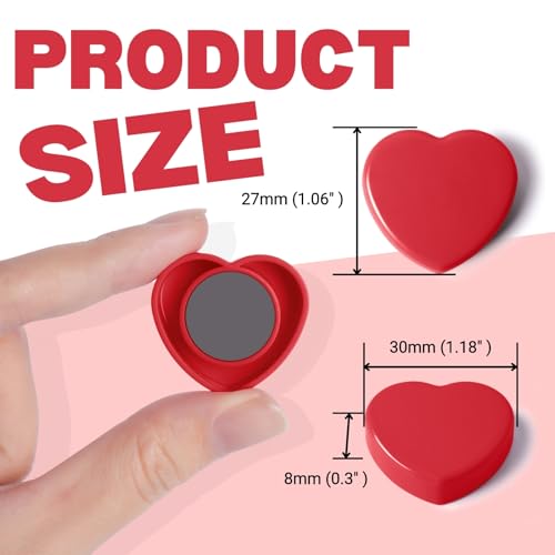 PYJLBX 20pcs Heart Fridge Magnets - Heavy Duty Refrigerator Magnets for Whiteboard & Metal Surfaces - Cute Mini Decorative Magnet, Small Strong Magnets for Home Office Classroom Kitchen Locker (Red) - Image 4
