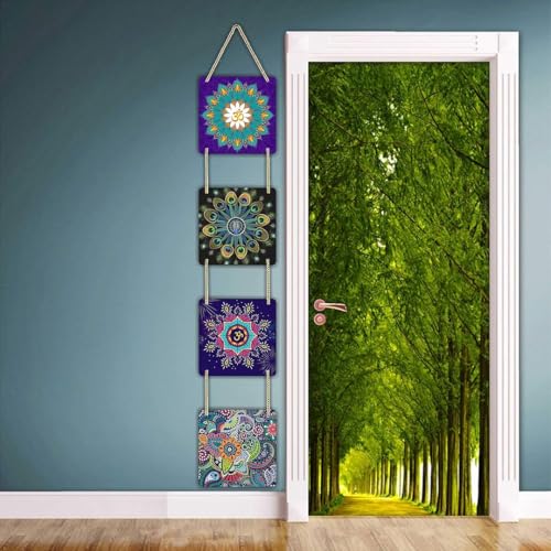 CVANU Colorful Mandala Design Wooden Wall Hanging Plaque Decorative Wall Art for Living Room, Bedroom & Home (30 x 6 Inch)_13 - Image 4