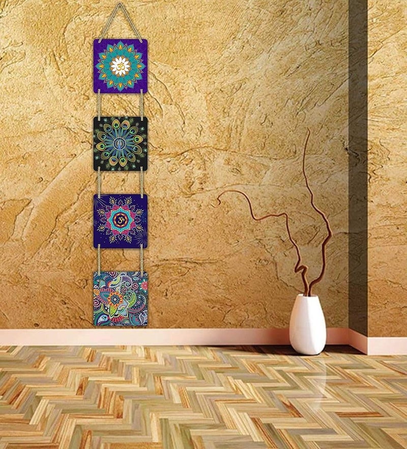 CVANU Colorful Mandala Design Wooden Wall Hanging Plaque Decorative Wall Art for Living Room, Bedroom & Home (30 x 6 Inch)_13 - Image 3