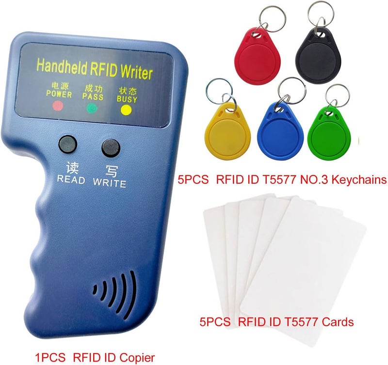 نسخة محمولة لبطاقات الهوية الذكية بتردد 125 كيلوهرتز، تُستخدم لنسخ بطاقات RFID، بالإضافة إلى 5 مفاتيح RFID من نوع T5577 و5 بطاقات من نوع T5577. - Image 2