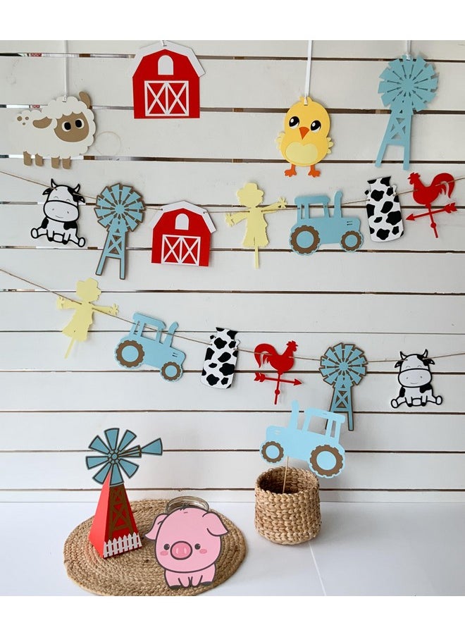 Pinfliers Pinfliers Animal Theme Birthday Party Decorations|Farm Theme Birthday Decoration|2nd,1st Birthday Decoration|Paper Birthday Swirls,Ceiling,Hanging Decoration Items for Boys,Girls|7 Hangings|Multicolor  - Image 2
