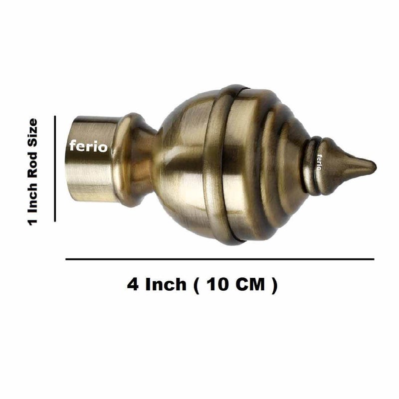 Ferio Stainless Steel Brass Antique Curtain Finials for Door and Widow Rod Holder for 1 Inch Rod Without Brackets Pack of 6 Pic - Image 2