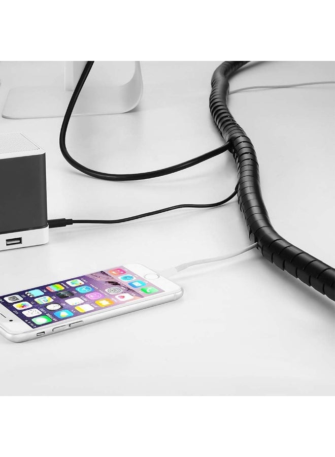 Spiral Cable Wrap 10 Meter Length | Flexible & Durable Cable Organizer for Computers, TVs & Electrical Equipment (Black)