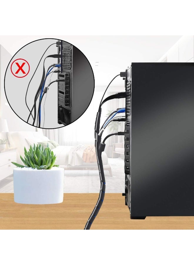 Spiral Cable Wrap 10 Meter Length | Flexible & Durable Cable Organizer for Computers, TVs & Electrical Equipment (Black)