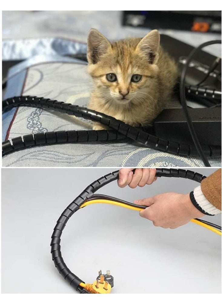 Spiral Cable Wrap 10 Meter Length | Flexible & Durable Cable Organizer for Computers, TVs & Electrical Equipment (Black)