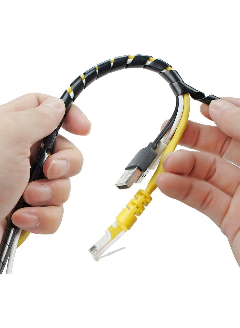 Spiral Cable Wrap 10 Meter Length | Flexible & Durable Cable Organizer for Computers, TVs & Electrical Equipment (Black)