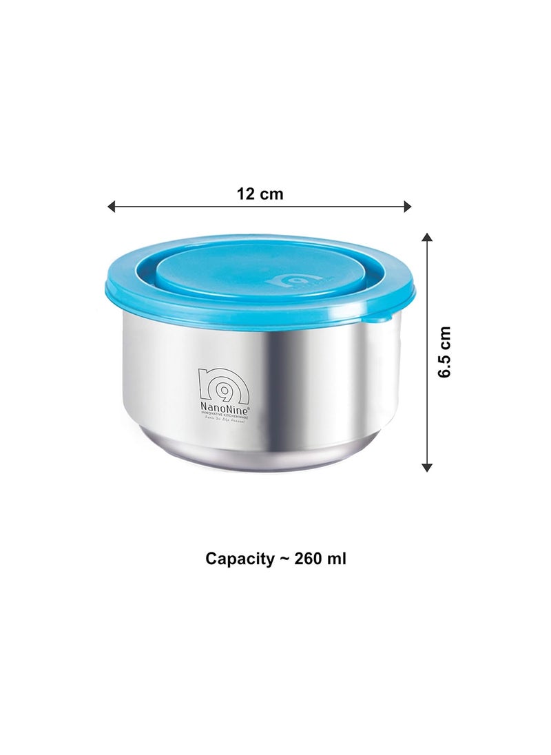 NanoNine - NanoNine Tiffiny Mid Day Double Wall Insulated Stainless Steel Lunch Box, 260 ml, 3 pc, Royal Blue, Standard - Image 1