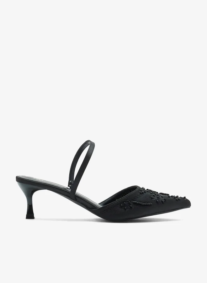 ايلا ليمتد اديشن حذاء بكعب مدبب مزين بتطريز زهري ولؤلؤ