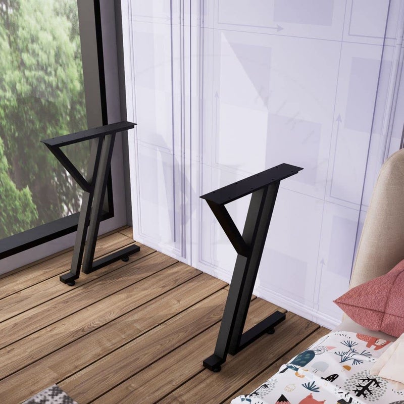 Dcloud Table Legs Metal Industrial Modern DIY Desk Legs Heavy Duty Steel Furniture Legs for Desk Bench and Tables Black Metal Furniture Legs Modern Dining Coffee Table Legs Pack of 2 9 Shape - Image 4