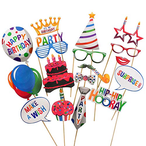 Simple polymer 22 Pcs Happy Birthday Photo Booth Props - Funny DIY Creative Decor for Celebrating - Image 1