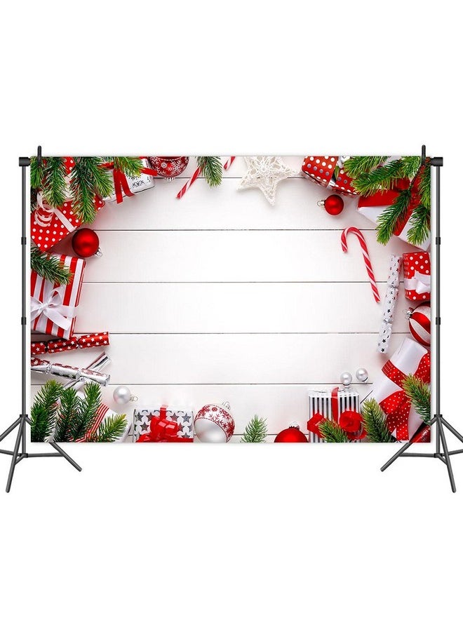Fanghui - Merry Christmas Theme White Wooden Board Photography Backdrops For Winter Holiday Party Vinyl 7X5Ft Xmas Bells Decorations Gift Bokeh Photo Background Children Photo Booths Cake Table Banner - Image 1