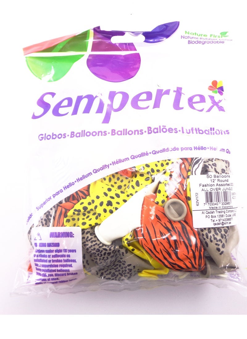 سيمبرتكس Sempertex 50 قطعة ، 12 "بالونات مستديرة صلبة متنوعة ، في جميع أنحاء بالونات اللاتكس الغابة (ألوان متنوعة) - Image 3