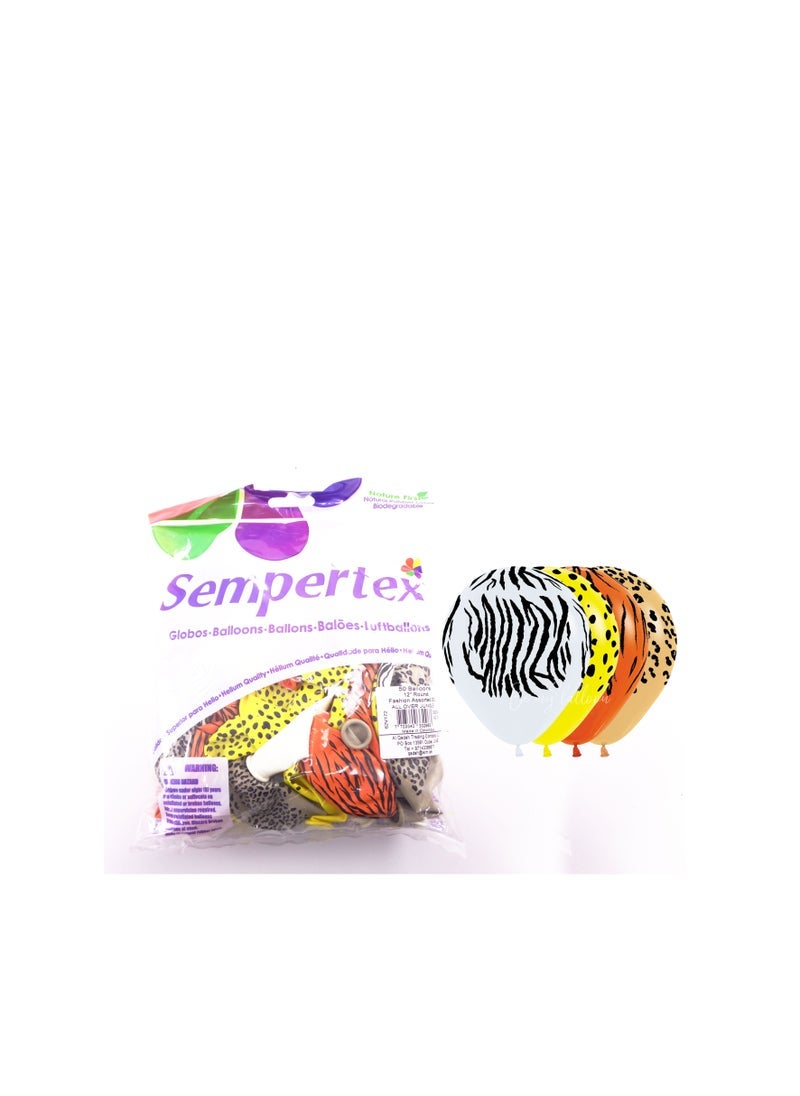 سيمبرتكس Sempertex 50 قطعة ، 12 "بالونات مستديرة صلبة متنوعة ، في جميع أنحاء بالونات اللاتكس الغابة (ألوان متنوعة) - Image 2