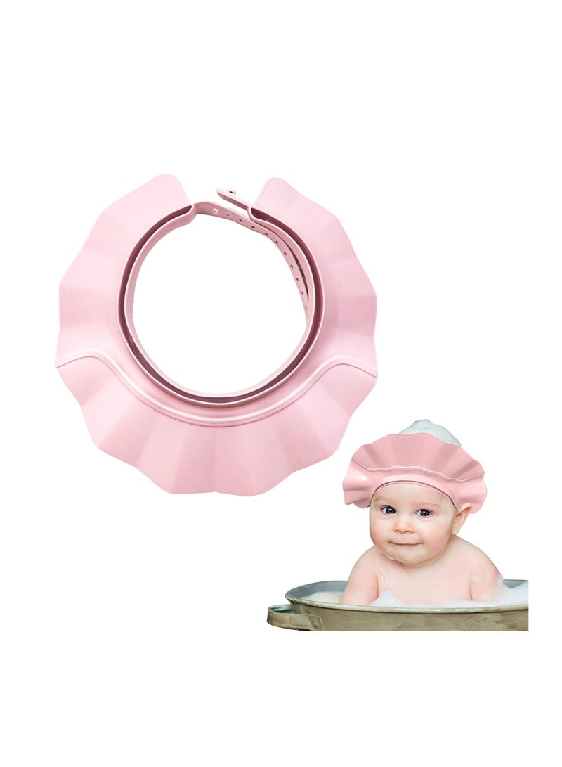 Adjustable Silicone Baby Shower Cap Bath Visor for Babies and Toddlers Protects Eyes and Ears During Shampooing Pink Safe and Comfortable - Image 1