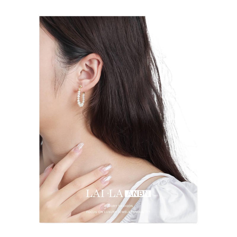 Silver Pearl Earrings in 925 Sterling Silver and Lightweight Huggie Profile for Daily Wear and Elegant Styling - JOVA - Image 4