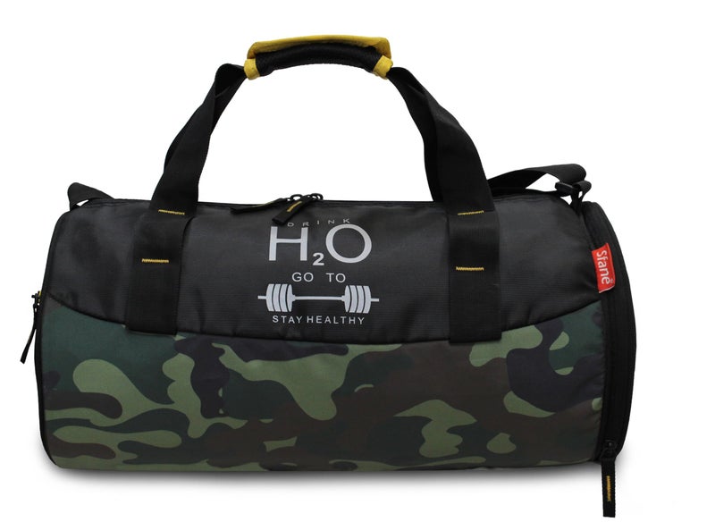 Sfane Camo Print Gym Bags for Men with Separate Shoe Compartment Sports Gym Bag for Women Duffle Bags for Gym, Duffel Bags Sports Bag - Camo Yellow - Image 2