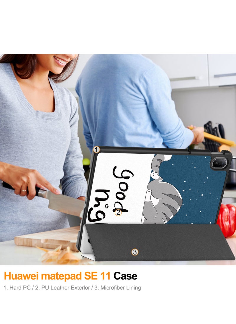 Case For Huawei MatePad SE 11" 2024 Multi-Viewing Angles All New PU Leather Smart Cover with Auto Sleep Wake Feature Slim Flip Shell Case for Huawei MatePad SE 11 (Lazy Cat)