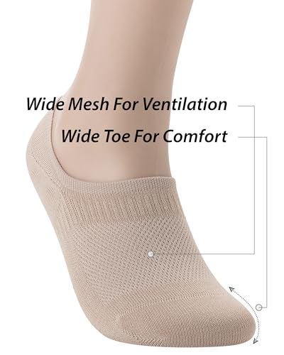 Pro Mountain Thin No Show Socks Men Seamless Wide Toe Box For Health Size L Beige 6 Pack Liner Thin Footies Casual Sneakers Loafer Flats US Shoe 9-11 - Image 5
