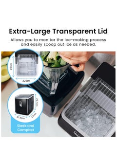 Pro Breeze Ice Maker Machine, Large Countertop Ice Maker with Ice Scoop, 15 kg Compact Self-Cleaning Clear Ice Maker, Ice Ready in 6-9 Mins, 2 Sizes of Bullet Ice for Home, Kitchen, Bar, Party - Black - pzsku/Z262A7617C523102FF165Z/45/_/1733399331/c340a533-a87a-4cd9-ac85-10a721bbbfba