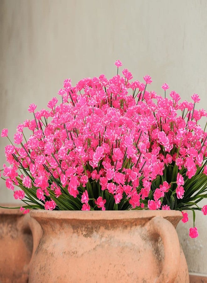 URSTOUD Artificial Flowers,Fake Greenery Faux Plastic Bushes Fake Shrubs UV Resistant No Fade Faux Plastic Plants for Wedding Hanging Bouquet Indoor Outdoor Home Garden Office Table Vase 6PCS (Pink) - Image 5