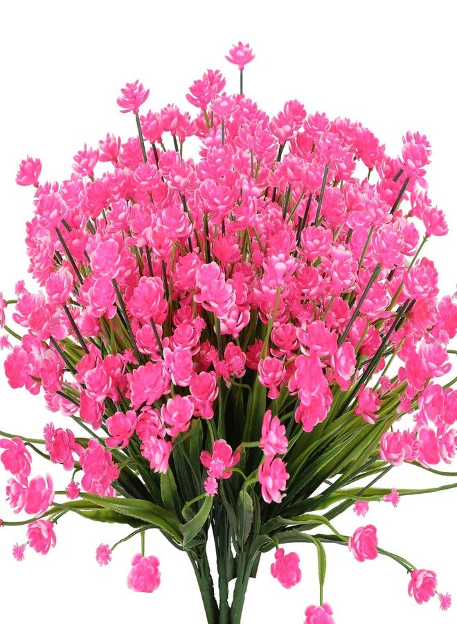 URSTOUD Artificial Flowers,Fake Greenery Faux Plastic Bushes Fake Shrubs UV Resistant No Fade Faux Plastic Plants for Wedding Hanging Bouquet Indoor Outdoor Home Garden Office Table Vase 6PCS (Pink) - Image 1