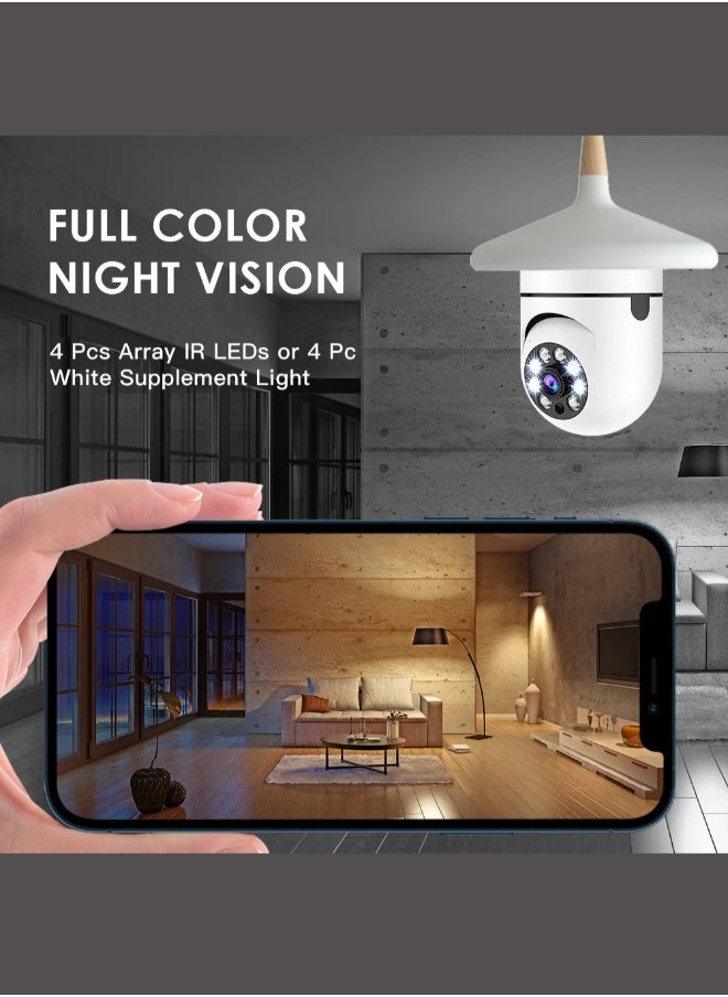 Plynox - (Pack of 3) Wifi Surveillance Light Bulb Camera Full Color Night Vision Automatic Human Tracking Zoom Indoor Security Monitor - Image 1