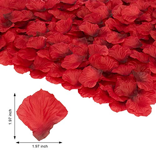 BESKIT 3000 Pieces Dark Red Silk Rose Petals Artificial Flower Petals for Wedding Confetti Flower Girl Bridal Shower Hotel Home Party Valentine Day Flower Decoration - Image 2
