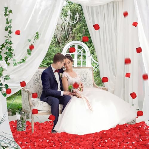 BESKIT 3000 Pieces Dark Red Silk Rose Petals Artificial Flower Petals for Wedding Confetti Flower Girl Bridal Shower Hotel Home Party Valentine Day Flower Decoration - Image 4