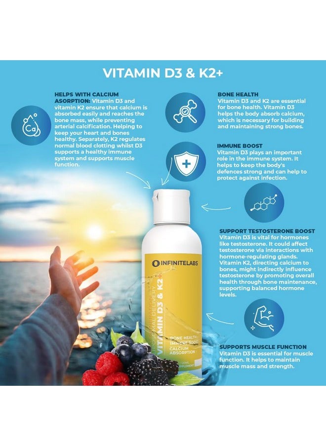 Infinite Labs Infinite Labs Liposomal Vitamin D3 & K2+ | Bone & Heart Guardian | High Absorption Formula for Optimal Bone Density & Cardiovascular Support | Gluten Free, Sugar Free | 150ML, 5 Fl Oz  - Image 2