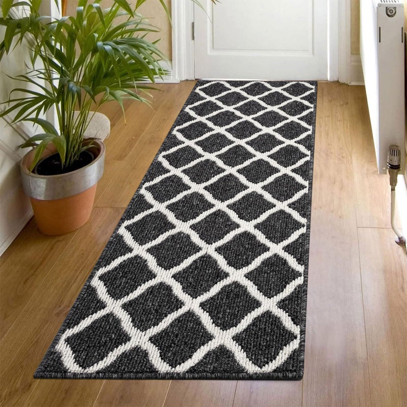 SHACOS SHACOS Indoor Washable Runner Rug 20x59 Non Slip Rubber Backing Entryway Rug Runner Long Door Mats Floor Carpet Runners for Home Garage Kitchen Laundry Black