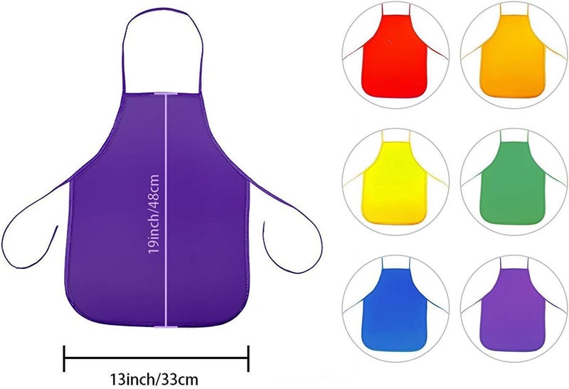 brandless 12 Pieces 6Colors Kids Painting Aprons Children's Fabric Art Smock for Cooking, Baking and Crafts - Image 2
