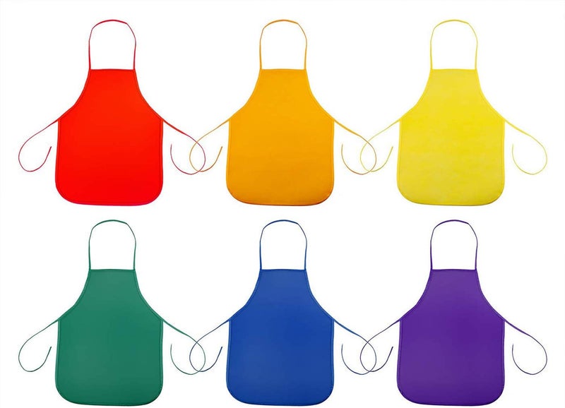 brandless 12 Pieces 6Colors Kids Painting Aprons Children's Fabric Art Smock for Cooking, Baking and Crafts - Image 3