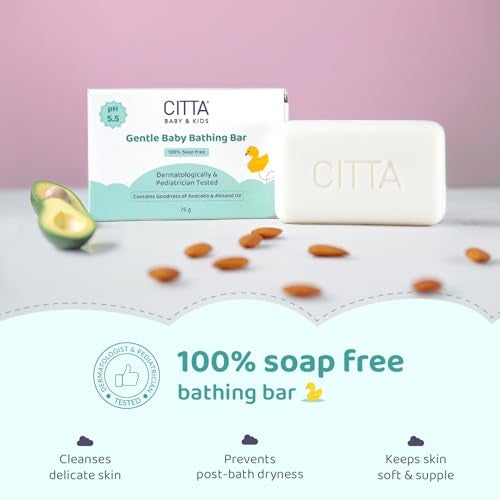CITTA Bathing Bar for Babies & Kids | Soap-Free, No Tears | Dermatologist Approved pH Balanced Wash for Sensitive Skin | Gentle Moisturizing Formula for Soft & Glowing Skin | 75g - Image 2