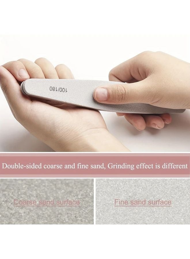 12 قطعة من مجموعة مبرد وملمع الأظافر 100/180 حبيبة لألواح الصنفرة للأظافر الطبيعية - Image 4