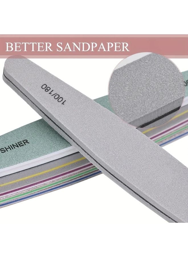 12 قطعة من مجموعة مبرد وملمع الأظافر 100/180 حبيبة لألواح الصنفرة للأظافر الطبيعية - Image 5