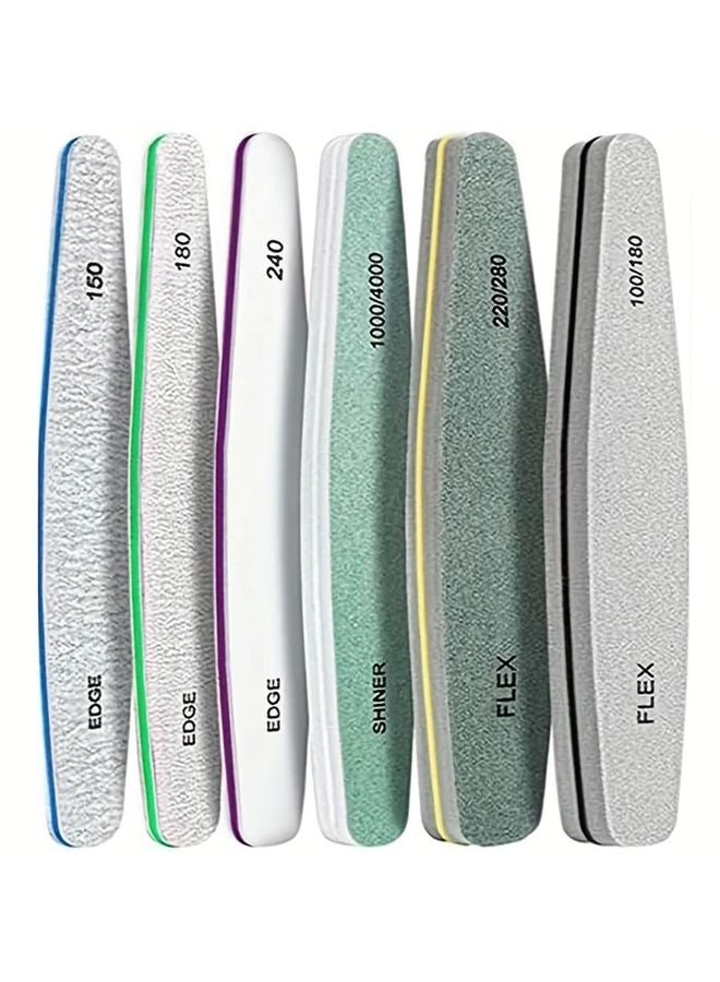 12 قطعة من مجموعة مبرد وملمع الأظافر 100/180 حبيبة لألواح الصنفرة للأظافر الطبيعية - Image 2