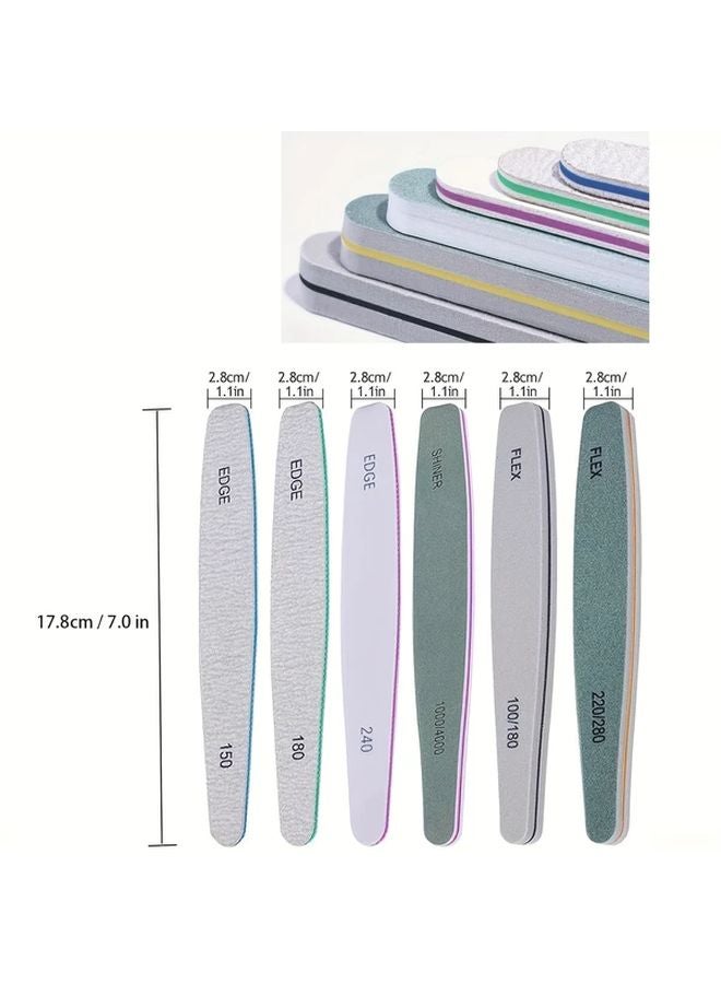 12 قطعة من مجموعة مبرد وملمع الأظافر 100/180 حبيبة لألواح الصنفرة للأظافر الطبيعية - Image 3