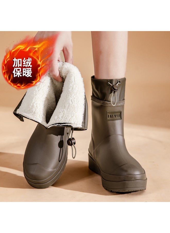 Fashionable Couple's Rain Boots, Waterproof, Non-slip, Comfortable, Mid-calf Rain Boots For Women And Men, Rubber Overshoes, Large Size Water Boots
