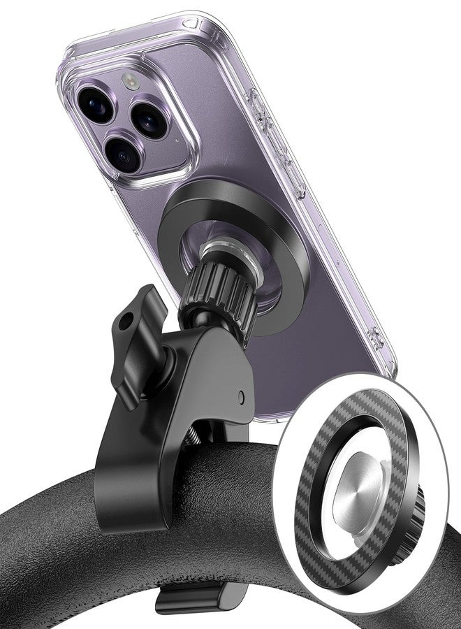 Pipiboo Magnetic Phone Holder Clamp Mount:24*N55 Magnet Compatible with PopSocket,Rotatable Handlebar Accessories for MagSafe for Regular Bike Ride,Stroller,Peloton,Steering Wheel,Scooter,Push Cart,Treadmill - Image 1