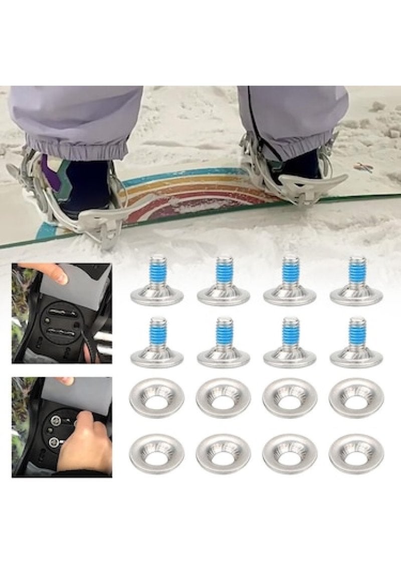 Snowboard Fixing Gasket 8-Pack Silver Non-Slip Universal Binding Gaskets - Enhanced Stability with Sleek Finish for Winter Sports - Image 3