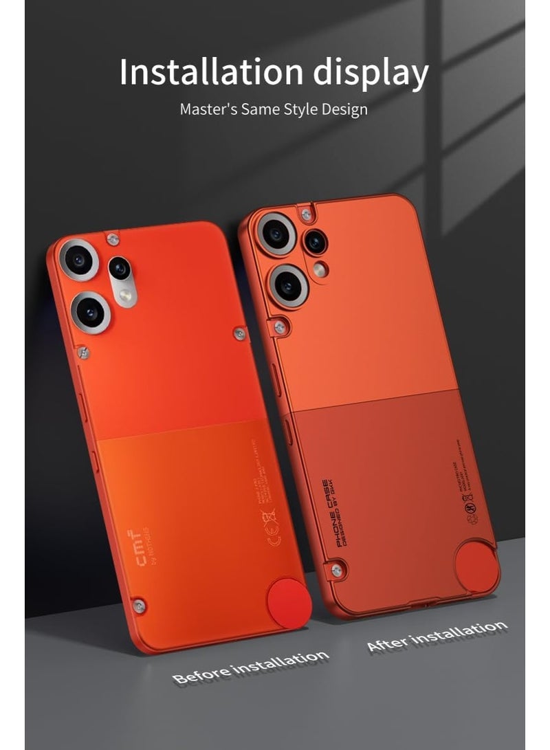 VKL Case Compatible with Nothing CMF Phone 2 Pro 5G (2025 6.77") Ultra Thin Shell Filmmagnetic Adsorption Framework Color Blocking Matte Anti Drop Protective Cover (Orange Red) - Image 2